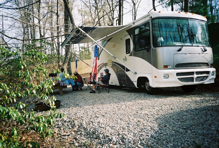 RV in woods